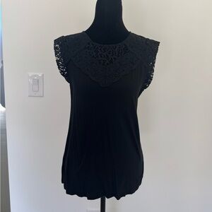 LOFT Black Lace Detail Blouse